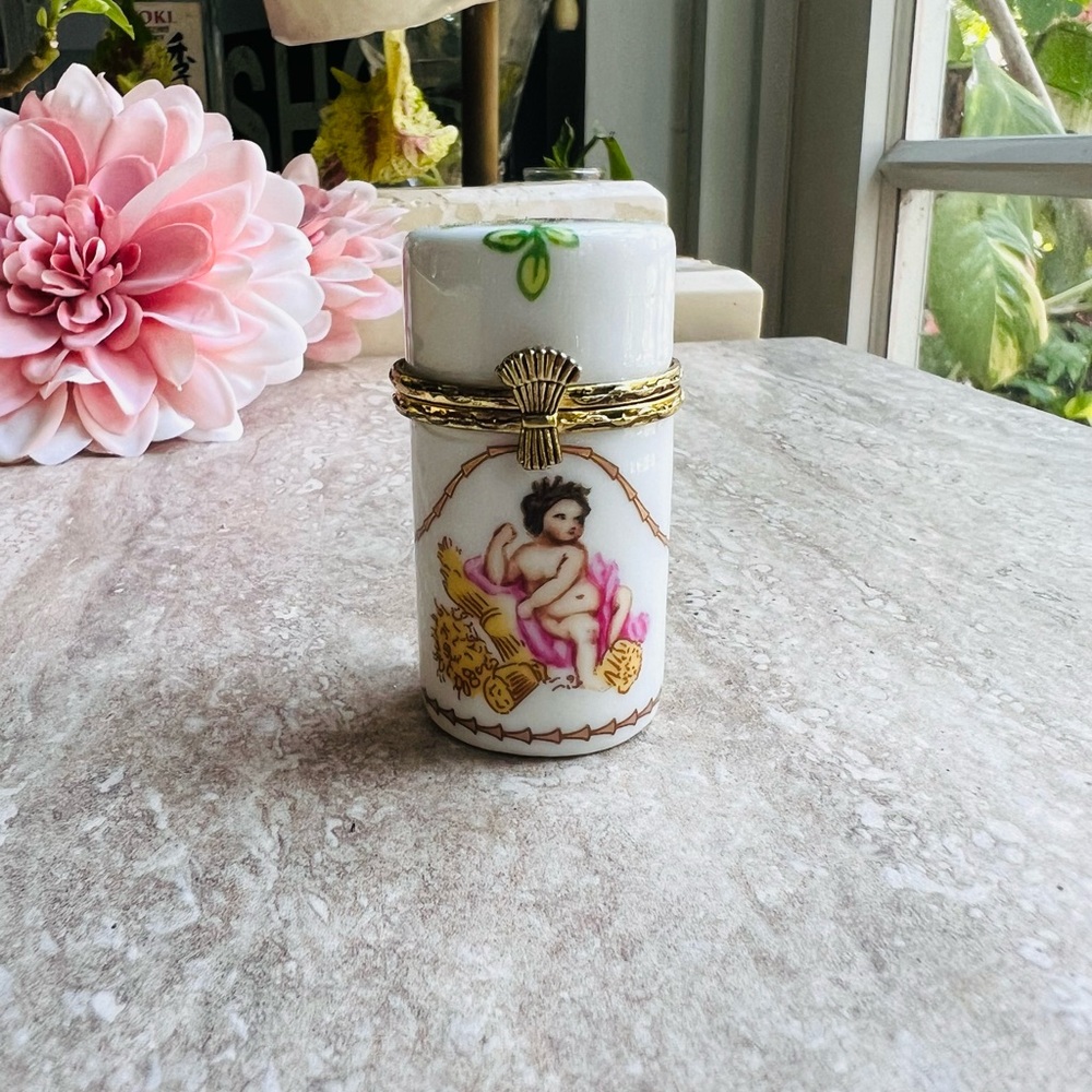 Porcelain Trinket Box with Cherub Design by Del Prado